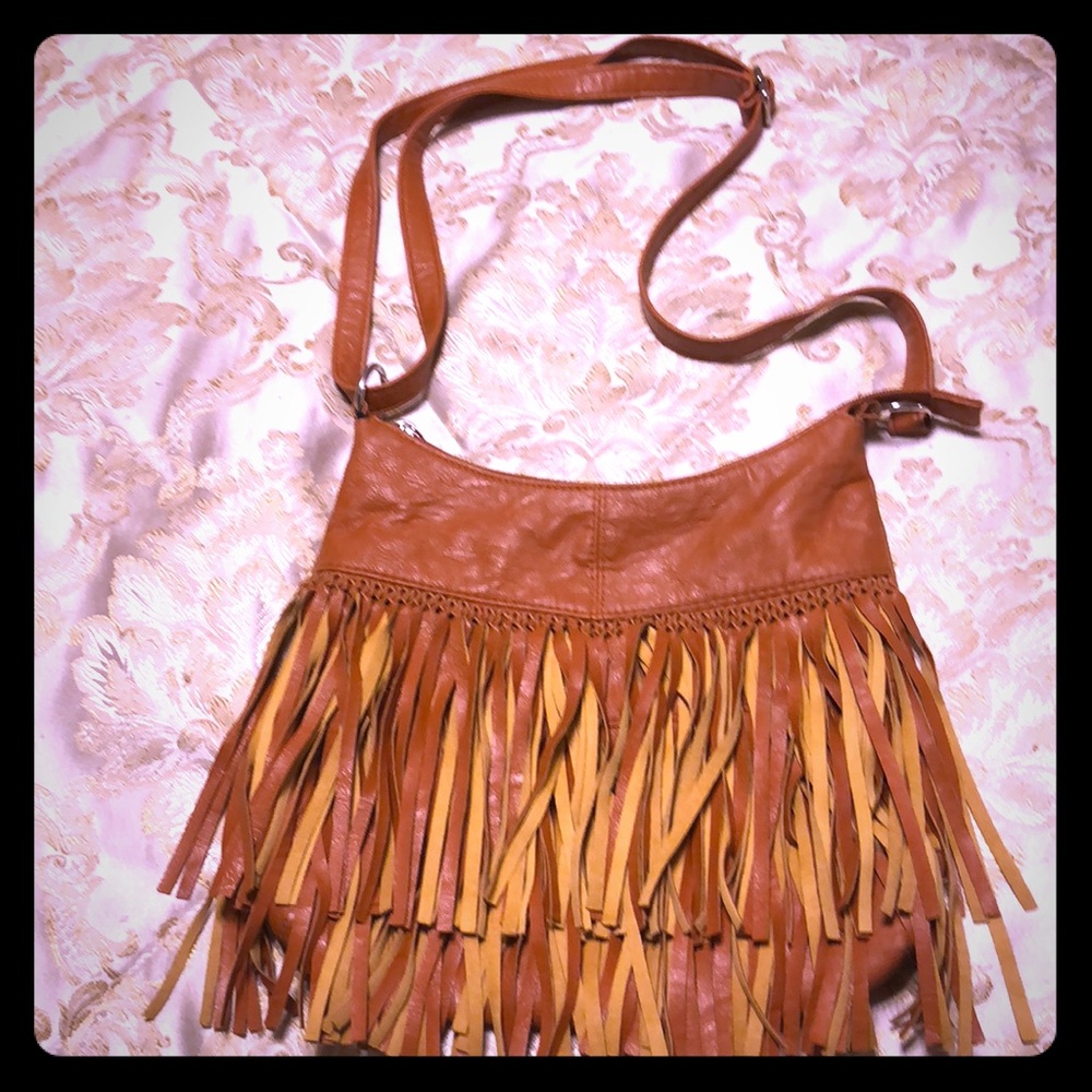 Brown Frilly Crossbody Purse
